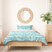 Light Turquoise Mermaid Puakenikeni Maile Lei Bedding Set