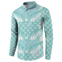 Light Turquoise Mermaid Puakenikeni Maile Lei Button Sweatshirt