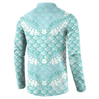 Light Turquoise Mermaid Puakenikeni Maile Lei Button Sweatshirt