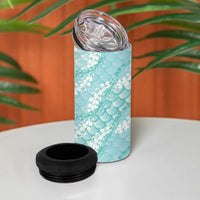 Light Turquoise Mermaid Puakenikeni Maile Lei 4 in 1 Can Cooler Tumbler