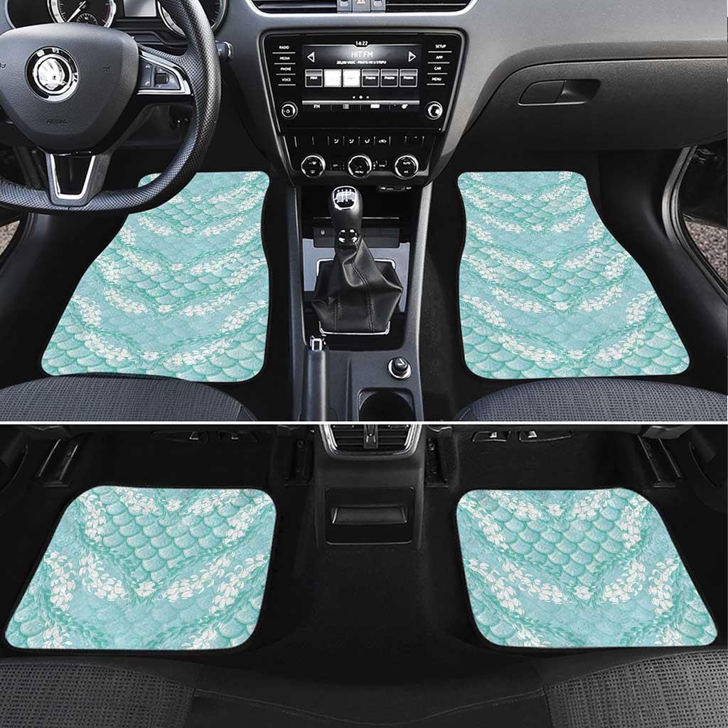 Light Turquoise Mermaid Puakenikeni Maile Lei Car Mats
