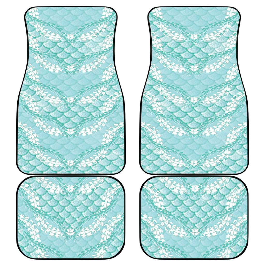 Light Turquoise Mermaid Puakenikeni Maile Lei Car Mats