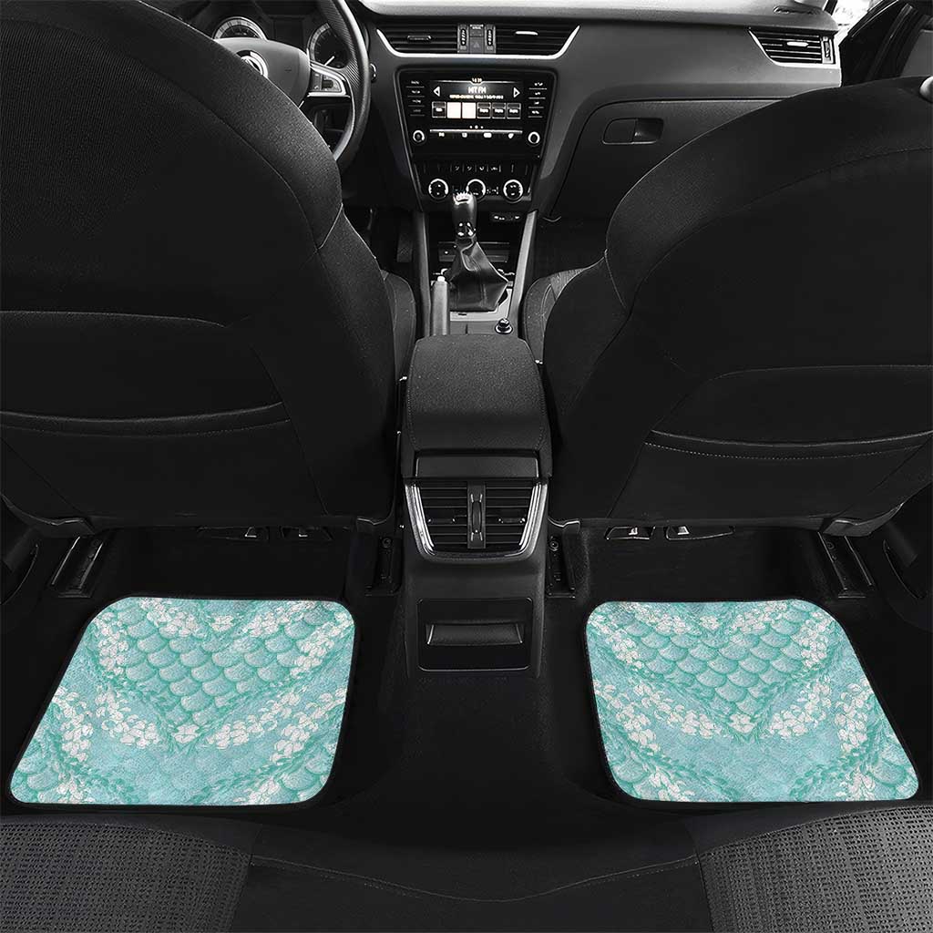 Light Turquoise Mermaid Puakenikeni Maile Lei Car Mats