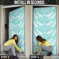 Light Turquoise Mermaid Puakenikeni Maile Lei Door Cover