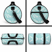 Light Turquoise Mermaid Puakenikeni Maile Lei Duffle Bag