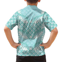 Light Turquoise Mermaid Puakenikeni Maile Lei Family Matching Mermaid Dress and Hawaiian Shirt LT01 - Polynesian Pride