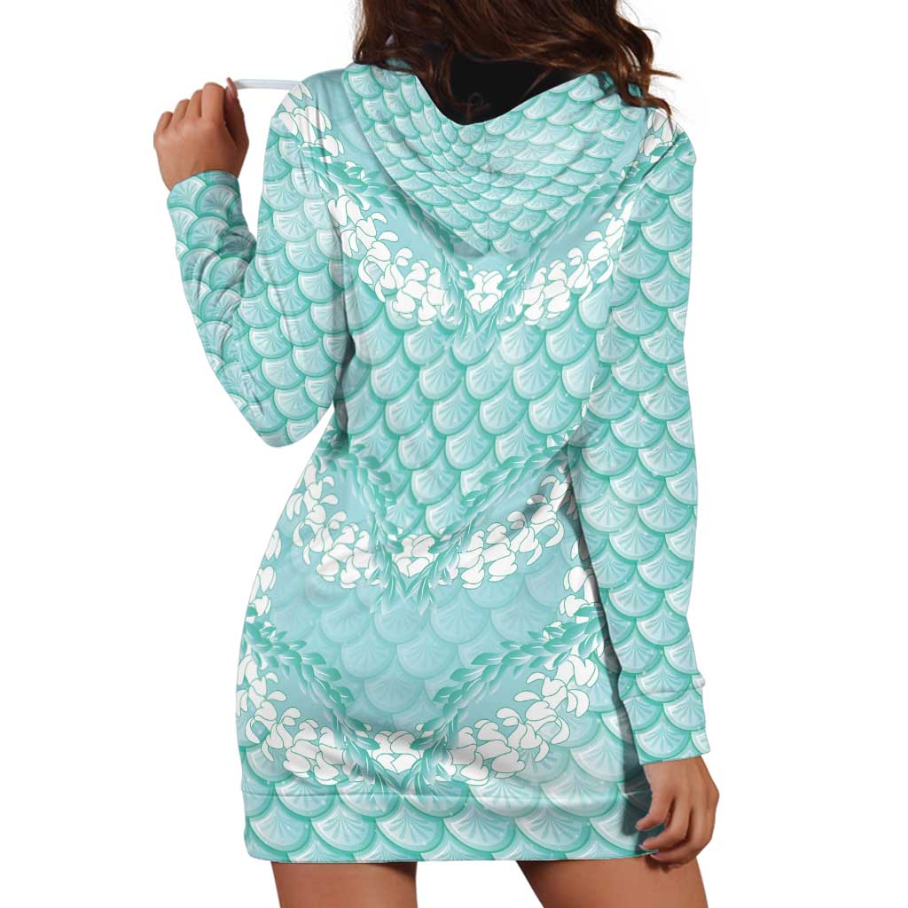 Light Turquoise Mermaid Puakenikeni Maile Lei Hoodie Dress