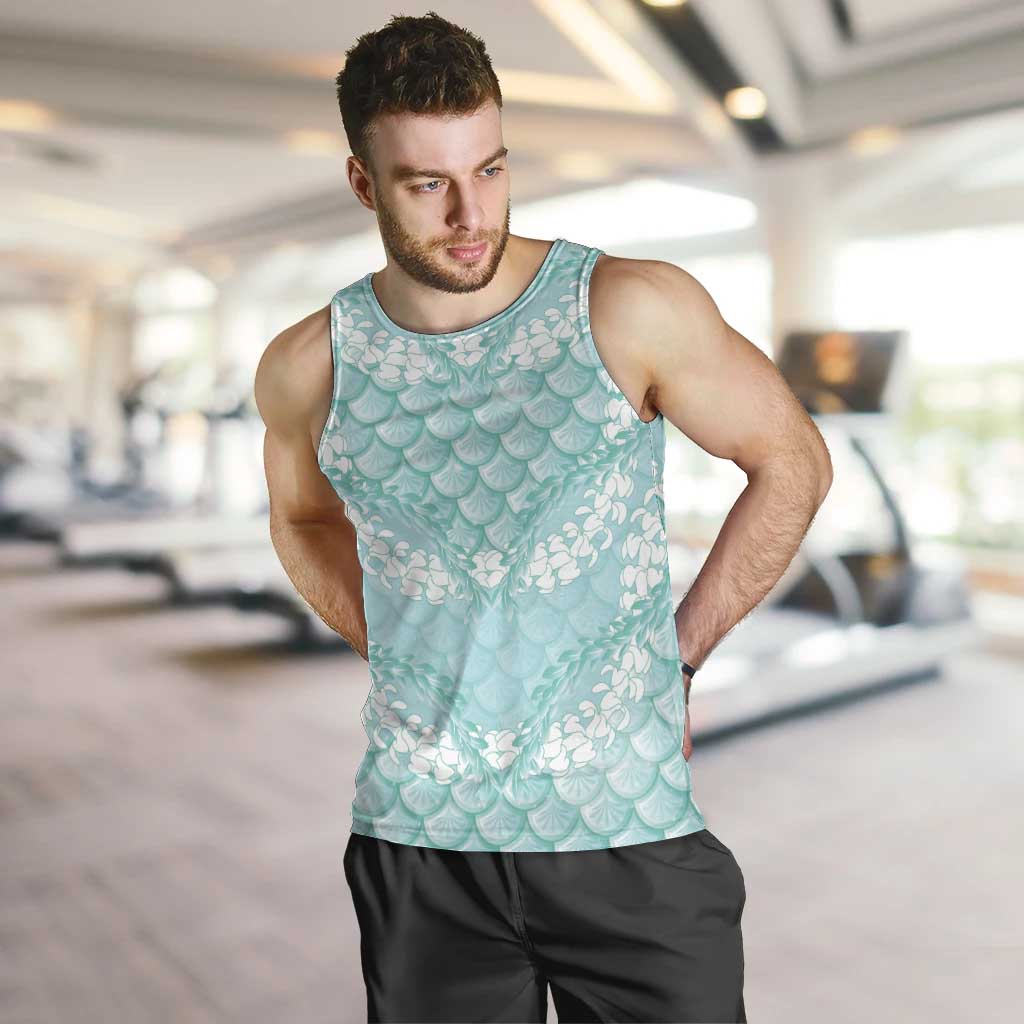 Light Turquoise Mermaid Puakenikeni Maile Lei Men Tank Top