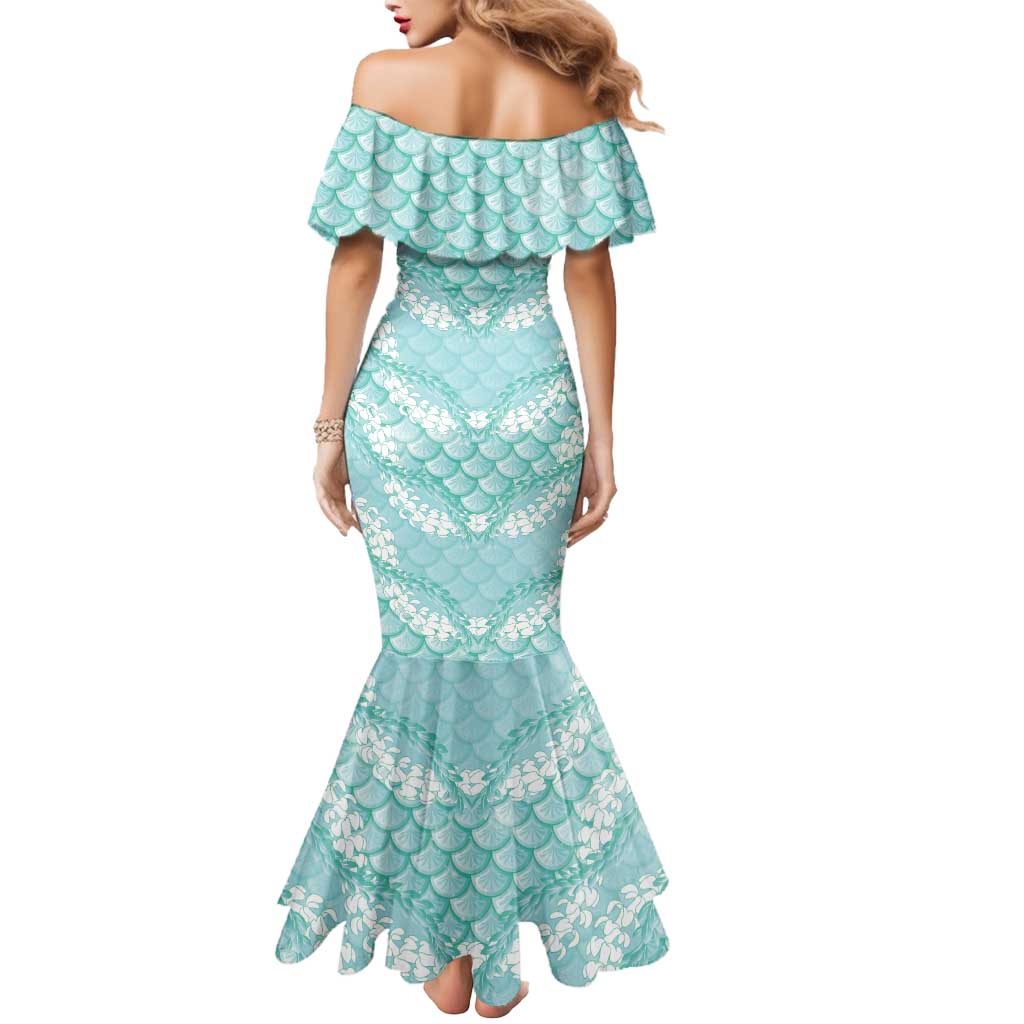 Light Turquoise Mermaid Puakenikeni Maile Lei Mermaid Dress LT01 - Polynesian Pride