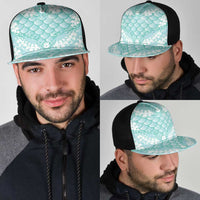 Light Turquoise Mermaid Puakenikeni Maile Lei Mesh Trucker Cap LT01 - Polynesian Pride