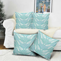 Light Turquoise Mermaid Puakenikeni Maile Lei Pillow Cover