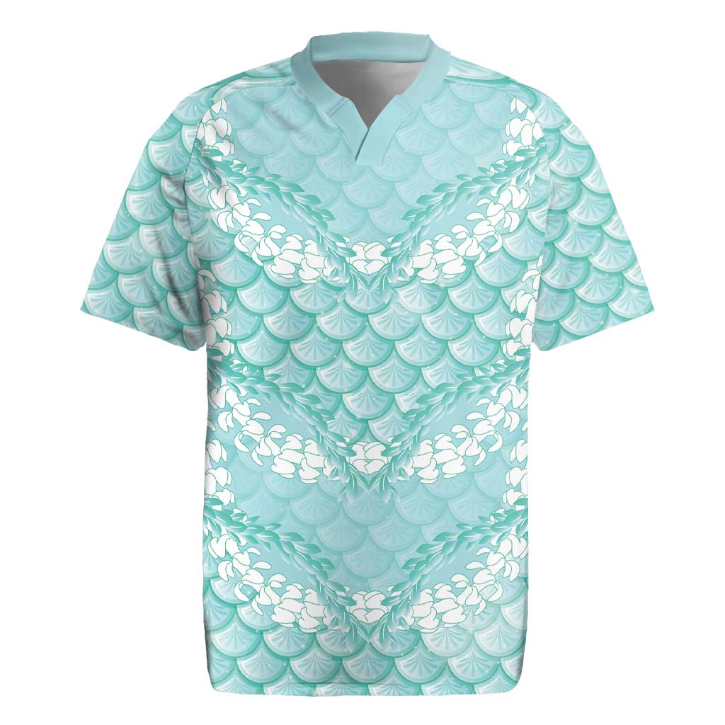 Light Turquoise Mermaid Puakenikeni Maile Lei Rugby Jersey
