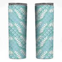 Light Turquoise Mermaid Puakenikeni Maile Lei Skinny Tumbler LT01 Turquoise - Polynesian Pride