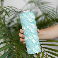 Light Turquoise Mermaid Puakenikeni Maile Lei Skinny Tumbler LT01 - Polynesian Pride