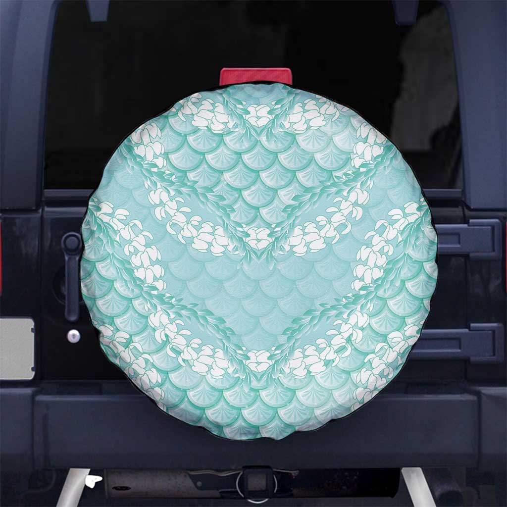 Light Turquoise Mermaid Puakenikeni Maile Lei Spare Tire Cover LT01 No hole Turquoise - Polynesian Pride