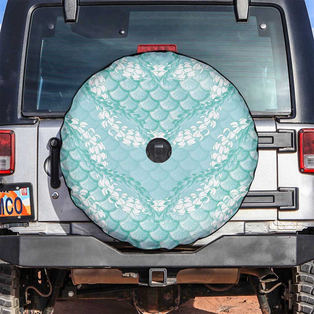 Light Turquoise Mermaid Puakenikeni Maile Lei Spare Tire Cover LT01 Turquoise - Polynesian Pride