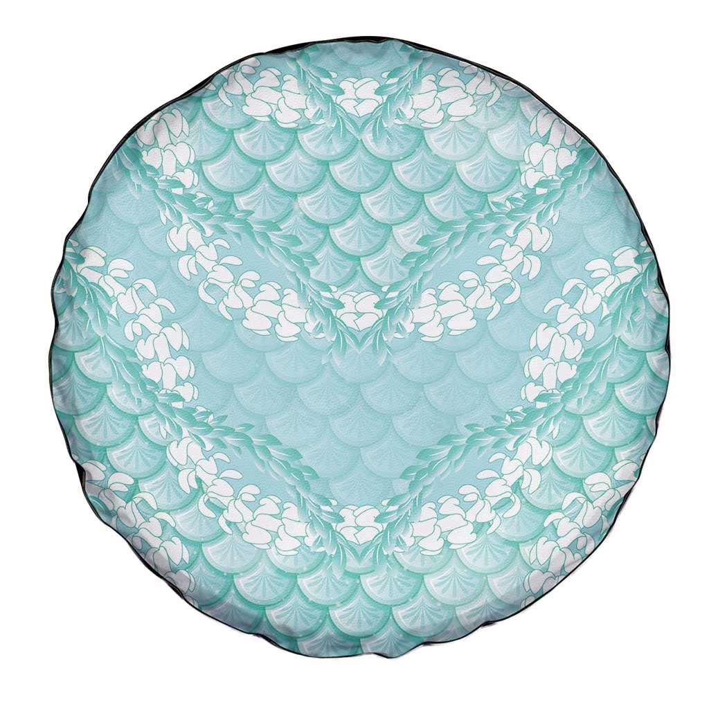 Light Turquoise Mermaid Puakenikeni Maile Lei Spare Tire Cover LT01 - Polynesian Pride