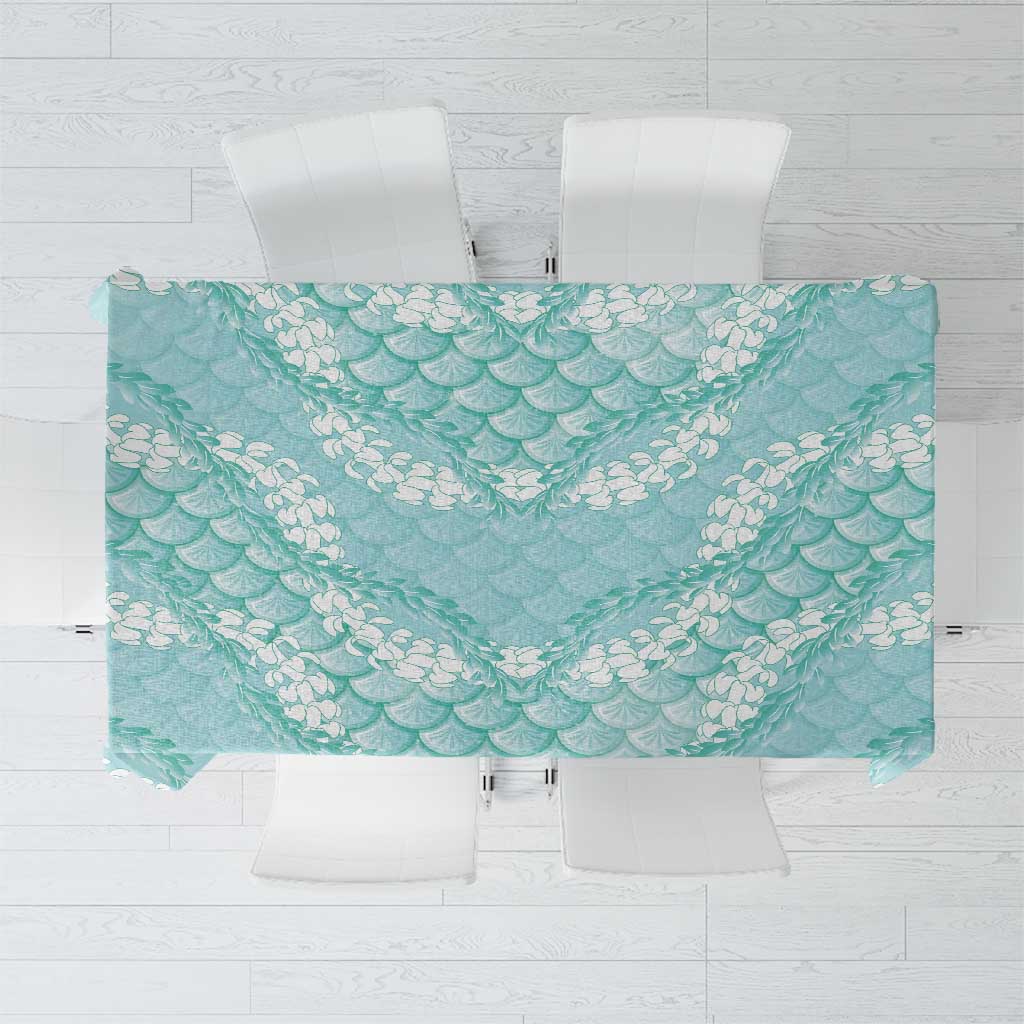 Light Turquoise Mermaid Puakenikeni Maile Lei Tablecloth