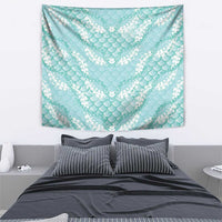Light Turquoise Mermaid Puakenikeni Maile Lei Tapestry