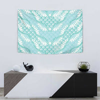 Light Turquoise Mermaid Puakenikeni Maile Lei Tapestry