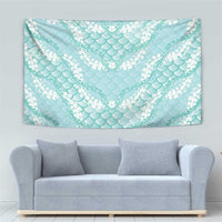 Light Turquoise Mermaid Puakenikeni Maile Lei Tapestry