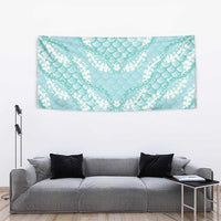 Light Turquoise Mermaid Puakenikeni Maile Lei Tapestry