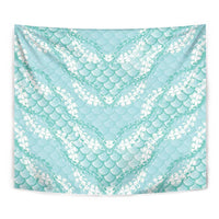Light Turquoise Mermaid Puakenikeni Maile Lei Tapestry