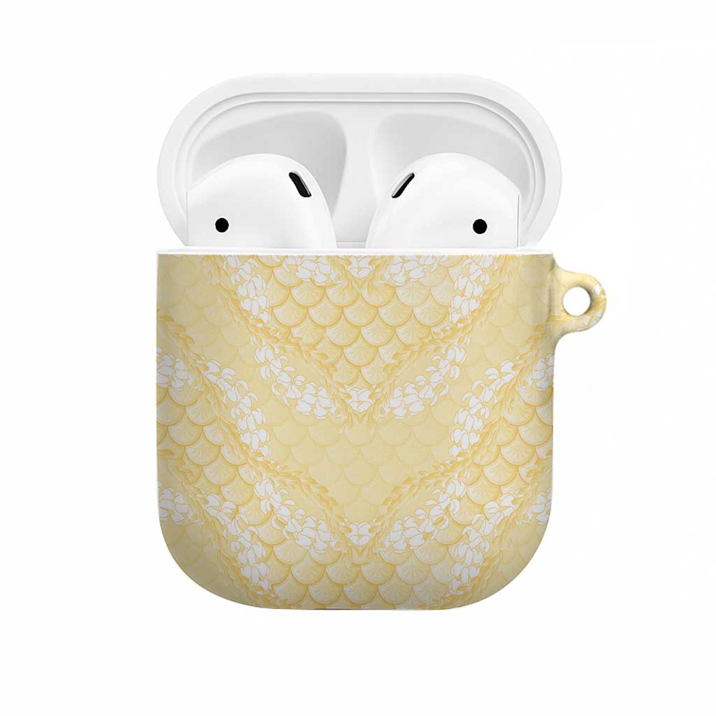 Pastel Yellow Mermaid Puakenikeni Maile Lei AirPods Case LT01 Yellow - Polynesian Pride