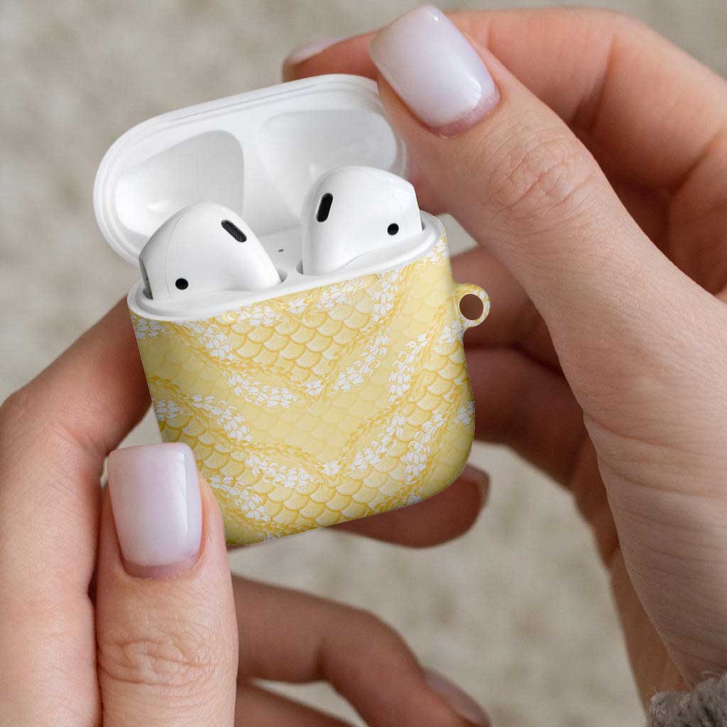 Pastel Yellow Mermaid Puakenikeni Maile Lei AirPods Case LT01 - Polynesian Pride