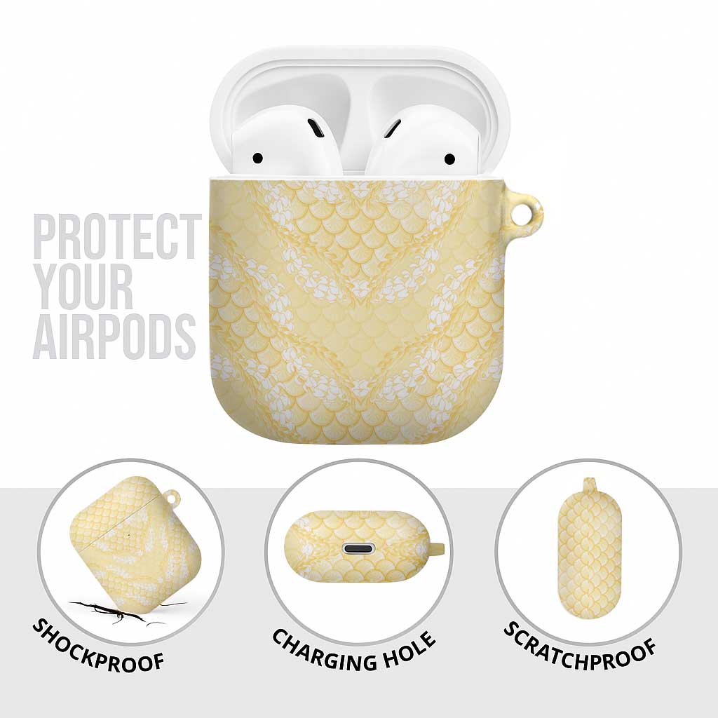 Pastel Yellow Mermaid Puakenikeni Maile Lei AirPods Case LT01 - Polynesian Pride