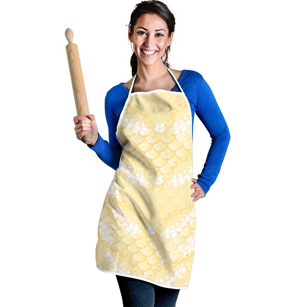 Pastel Yellow Mermaid Puakenikeni Maile Lei Apron