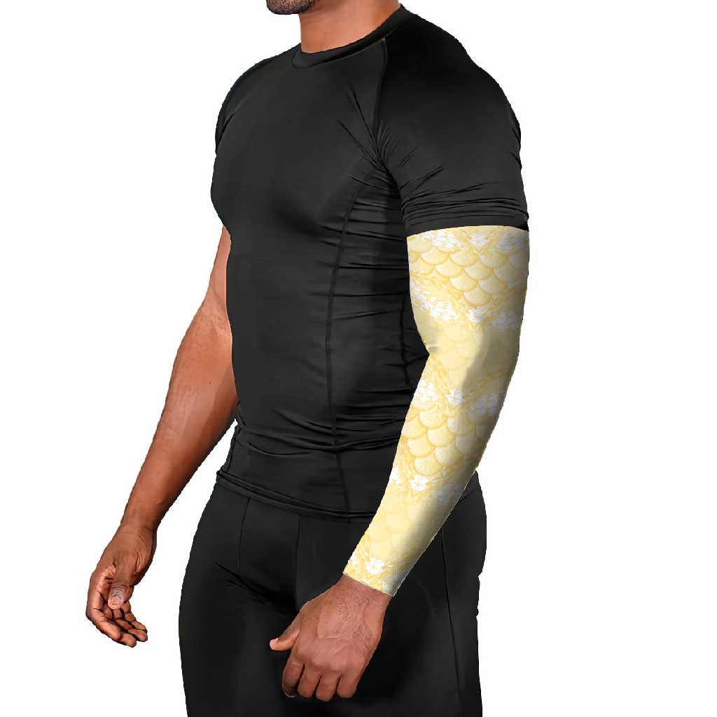 Pastel Yellow Mermaid Puakenikeni Maile Lei Arm Sleeves
