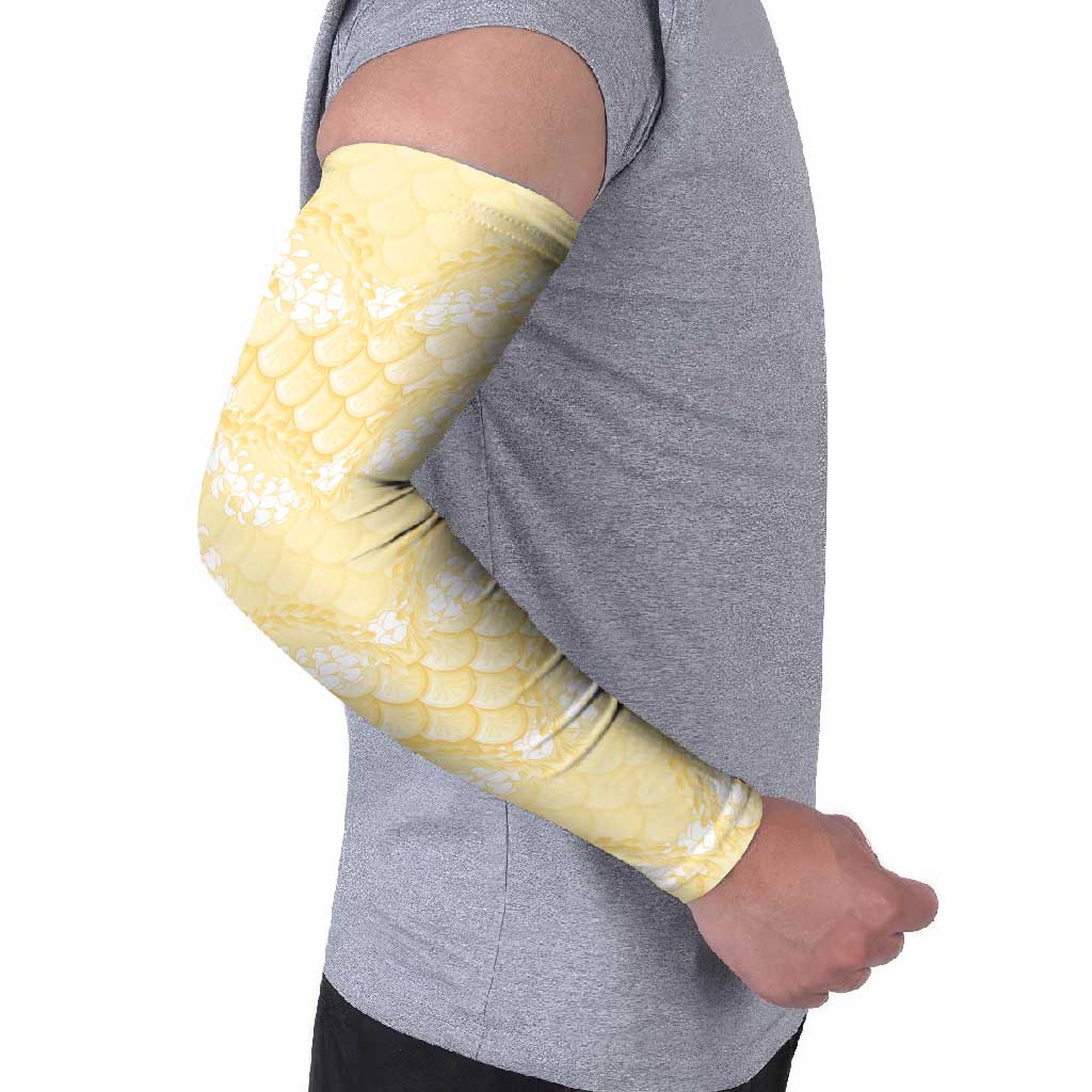 Pastel Yellow Mermaid Puakenikeni Maile Lei Arm Sleeves
