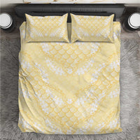 Pastel Yellow Mermaid Puakenikeni Maile Lei Bedding Set