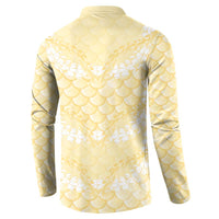 Pastel Yellow Mermaid Puakenikeni Maile Lei Button Sweatshirt
