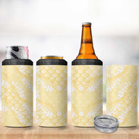 Pastel Yellow Mermaid Puakenikeni Maile Lei 4 in 1 Can Cooler Tumbler LT01 - Polynesian Pride