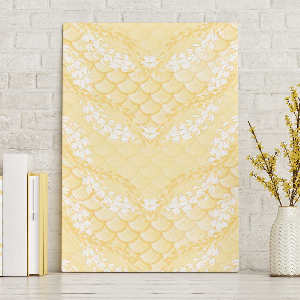 Pastel Yellow Mermaid Puakenikeni Maile Lei Canvas Wall Art
