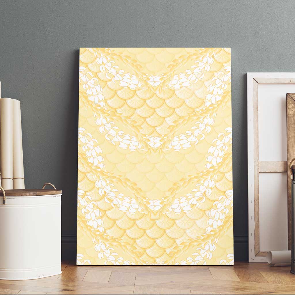 Pastel Yellow Mermaid Puakenikeni Maile Lei Canvas Wall Art
