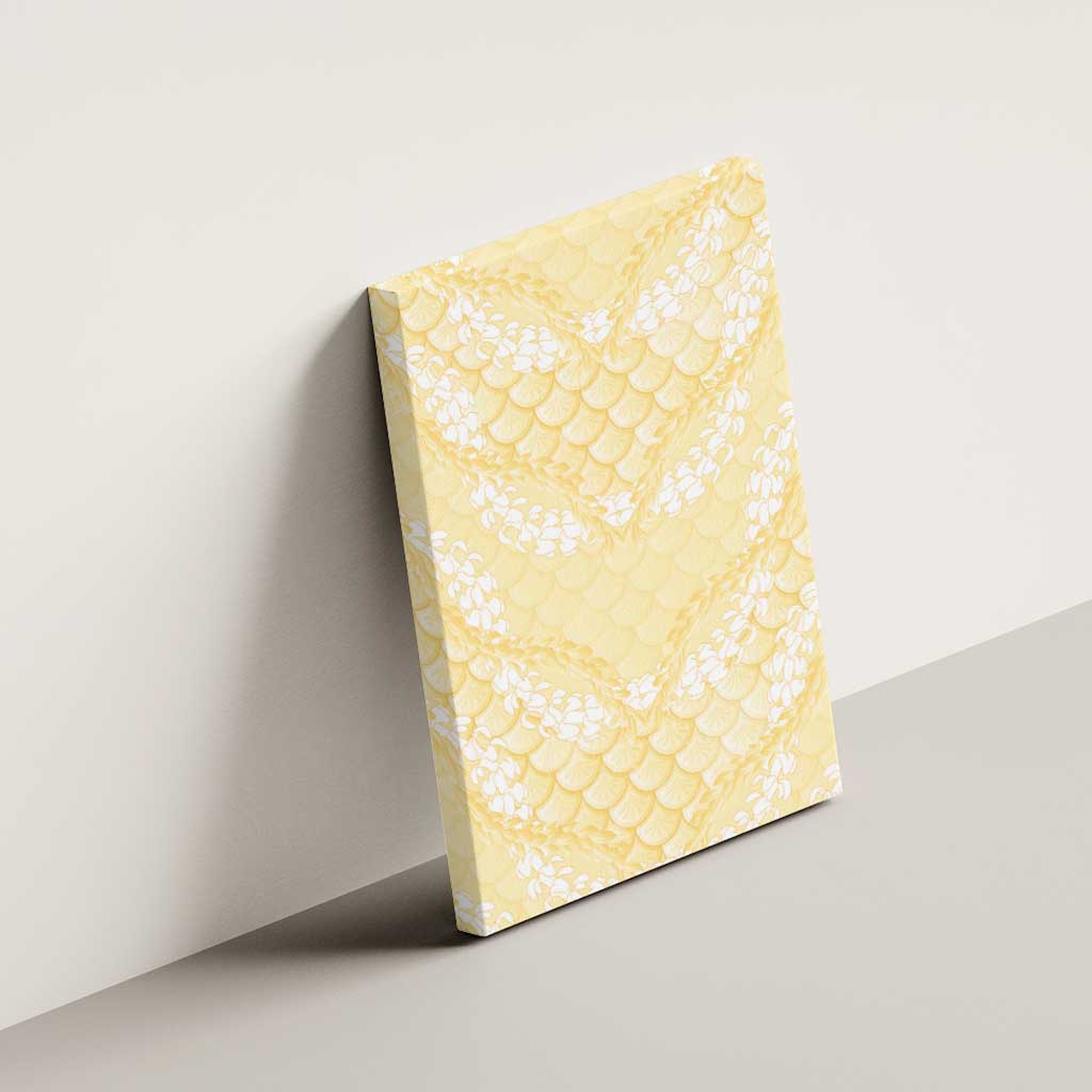 Pastel Yellow Mermaid Puakenikeni Maile Lei Canvas Wall Art