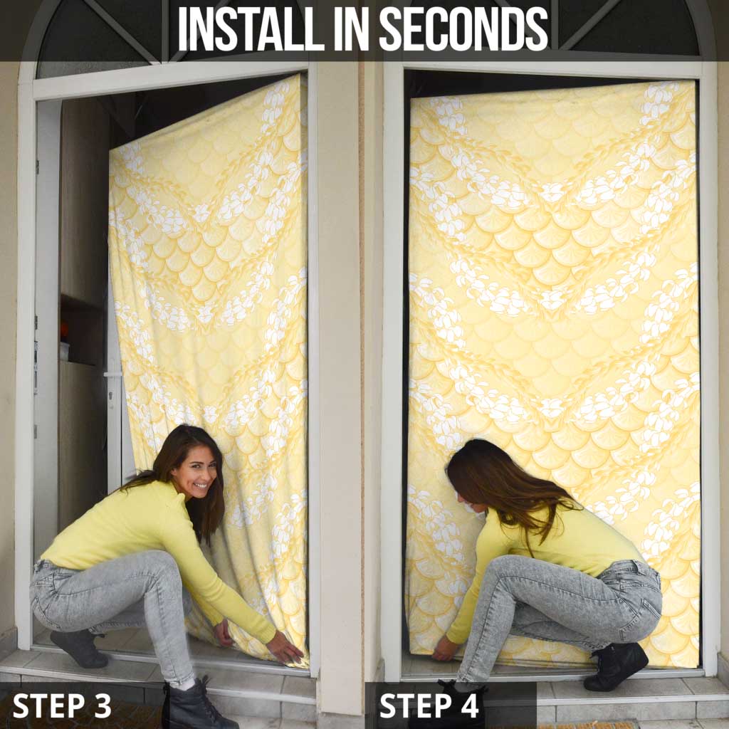 Pastel Yellow Mermaid Puakenikeni Maile Lei Door Cover