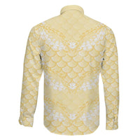 Pastel Yellow Mermaid Puakenikeni Maile Lei Family Matching Summer Maxi Dress and Hawaiian Shirt LT01 - Polynesian Pride