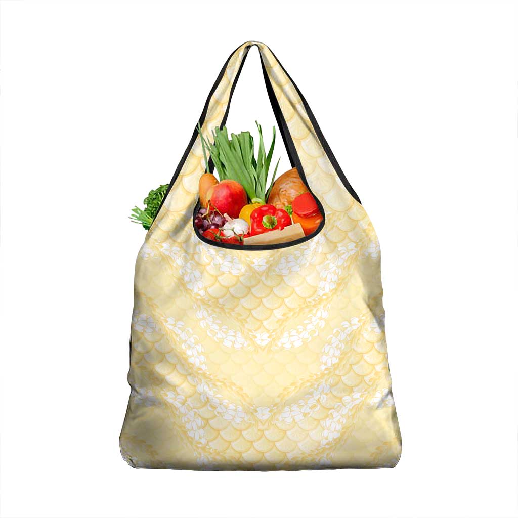 Pastel Yellow Mermaid Puakenikeni Maile Lei Grocery Bag