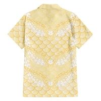 Pastel Yellow Mermaid Puakenikeni Maile Lei Hawaiian Shirt
