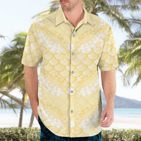 Pastel Yellow Mermaid Puakenikeni Maile Lei Hawaiian Shirt