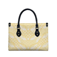 Pastel Yellow Mermaid Puakenikeni Maile Lei Leather Bag