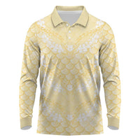 Pastel Yellow Mermaid Puakenikeni Maile Lei Long Sleeve Polo Shirt LT01 Yellow - Polynesian Pride