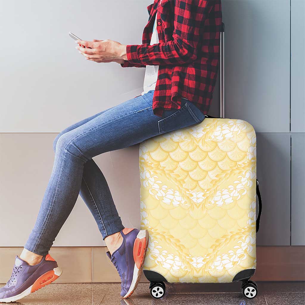 Pastel Yellow Mermaid Puakenikeni Maile Lei Luggage Cover