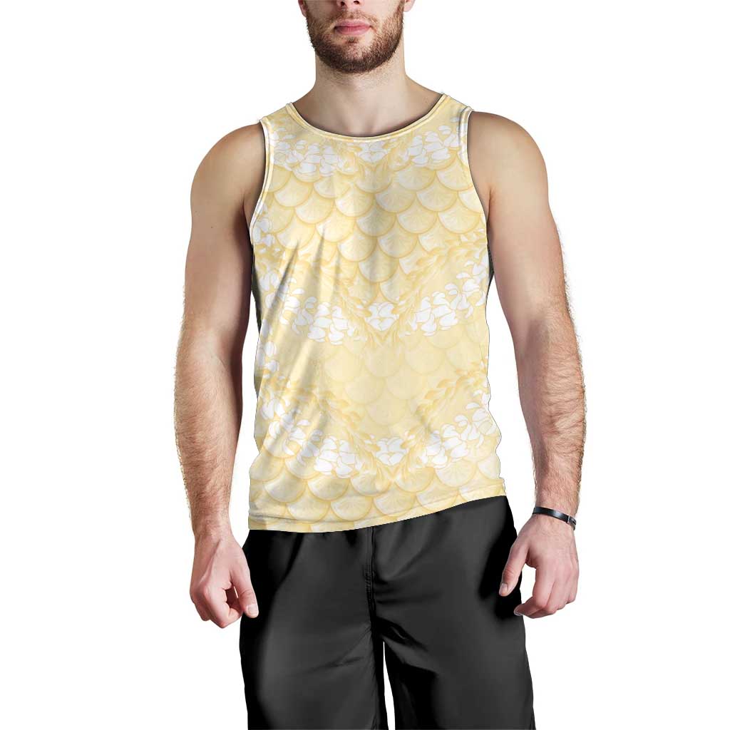 Pastel Yellow Mermaid Puakenikeni Maile Lei Men Tank Top