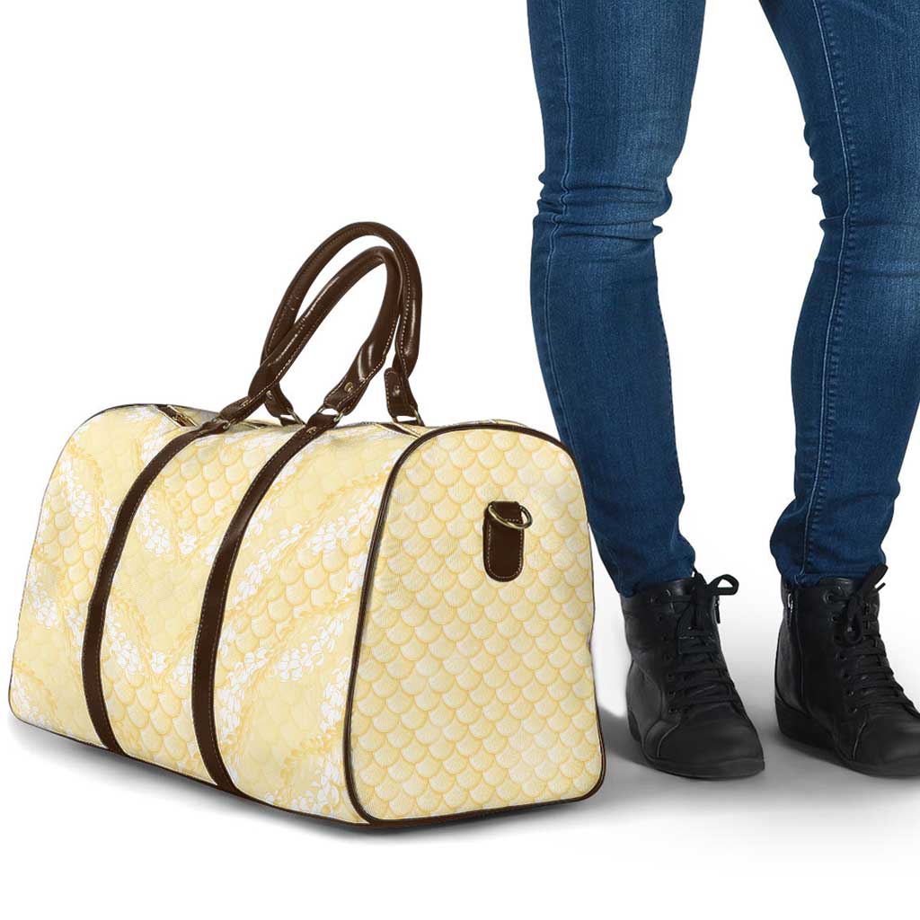 Pastel Yellow Mermaid Puakenikeni Maile Lei Travel Bag