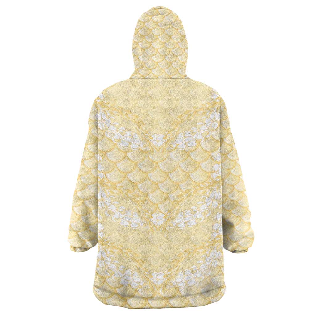 Pastel Yellow Mermaid Puakenikeni Maile Lei Wearable Blanket Hoodie LT01 - Polynesian Pride